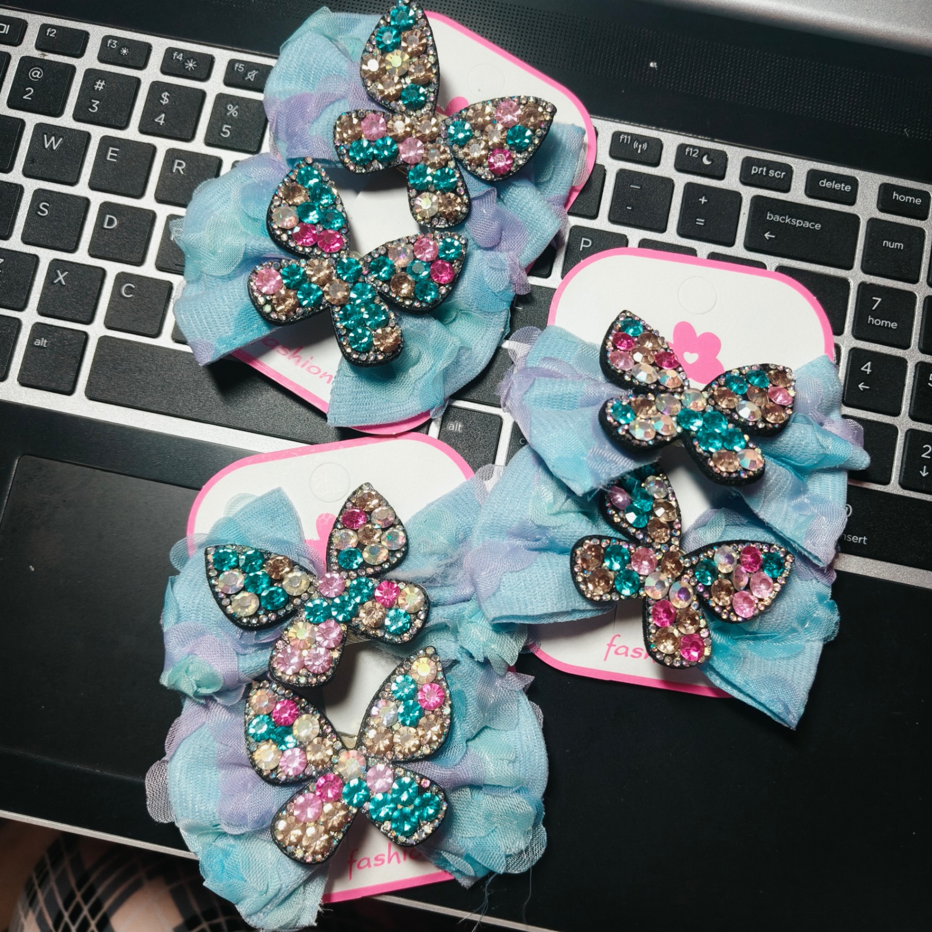 Set 2 kẹp nơ bướm voan xanh 1680