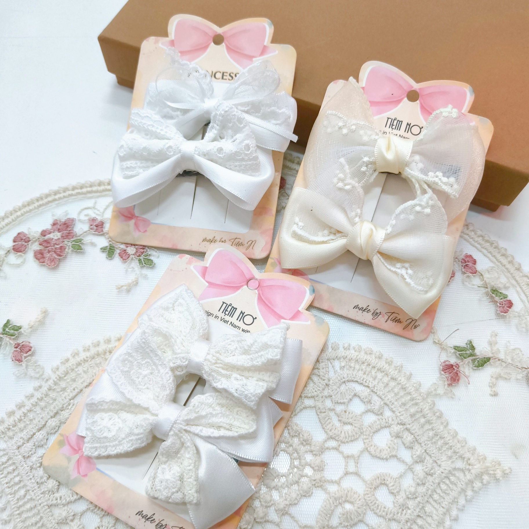 Set 2 kẹp nơ ren voan 4760