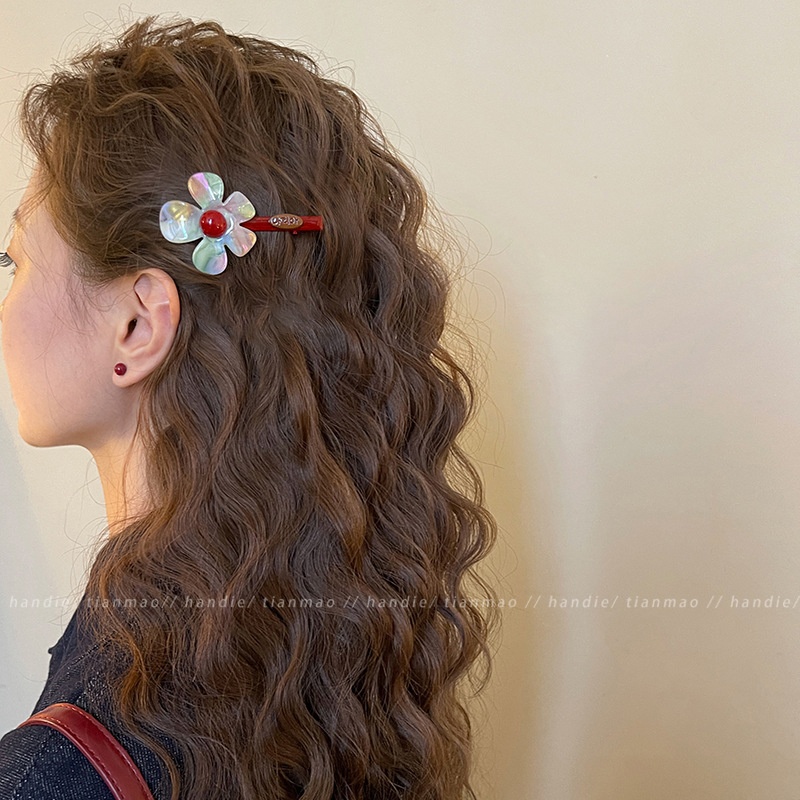 Kẹp mỏ vịt đỏ hoa nhựa lớn 4771