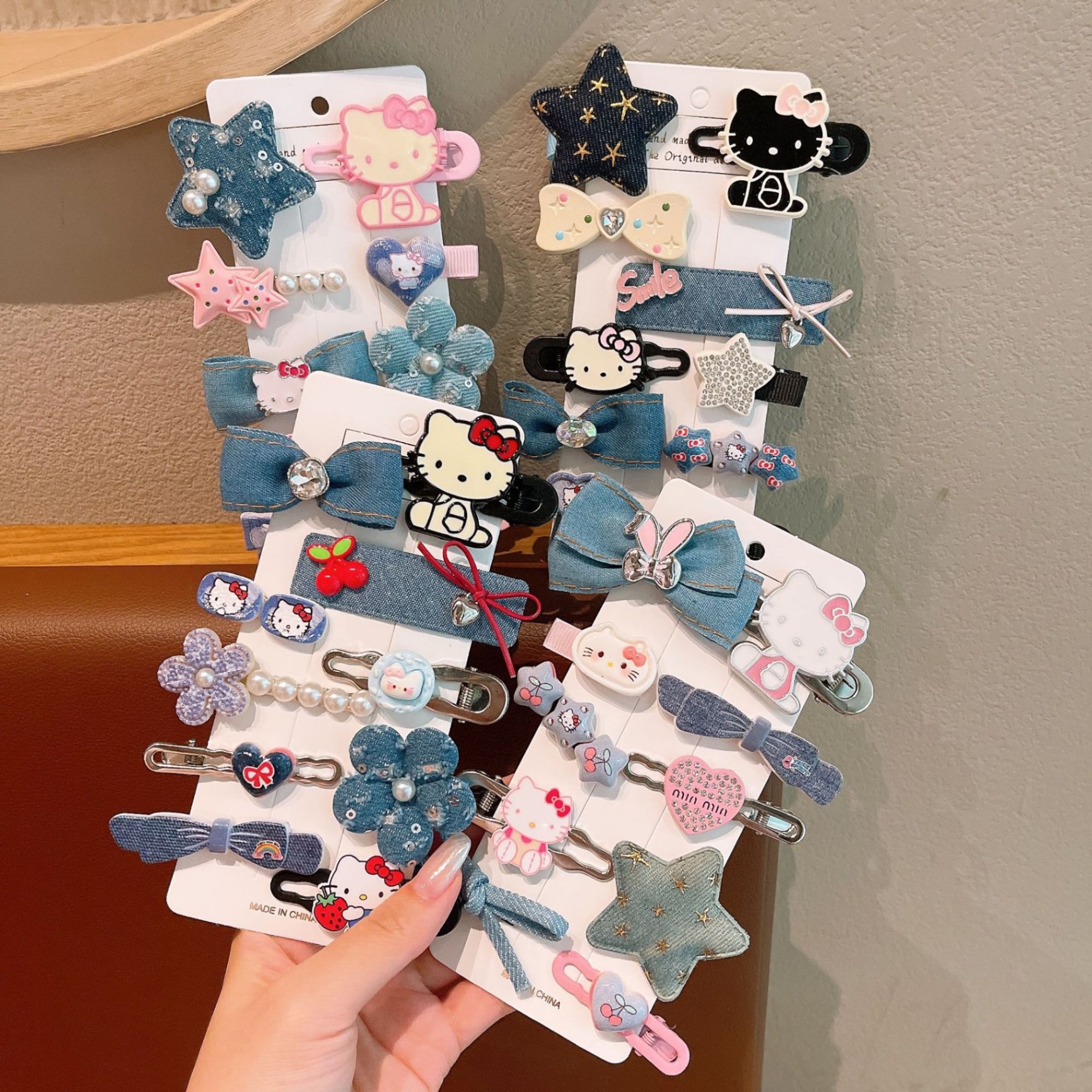 Set 10 kẹp hello kitty jean 1859