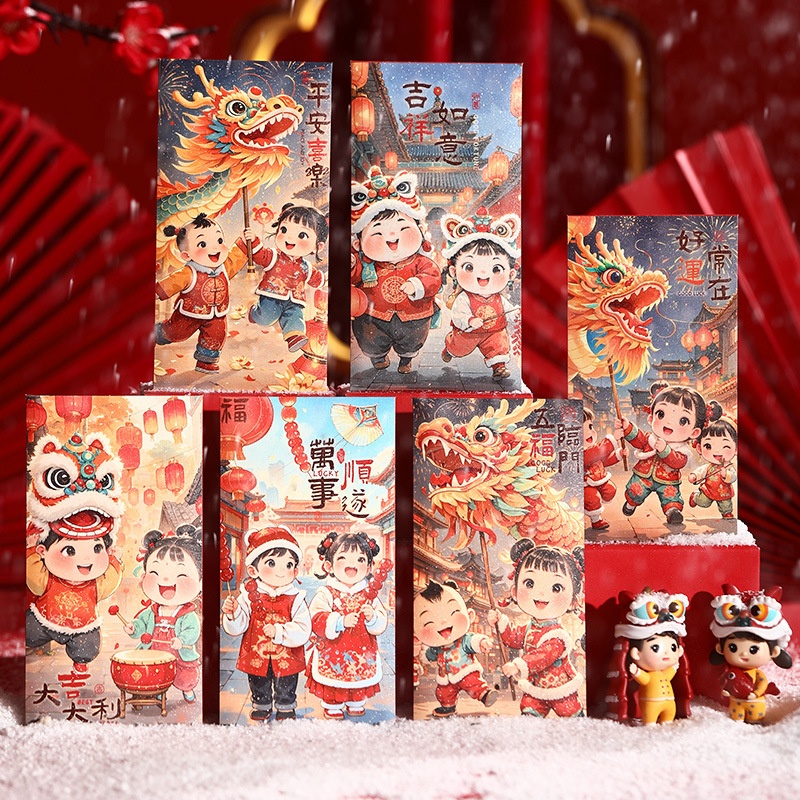 Set 6 bao lì xì kim tuyến rồng 1782