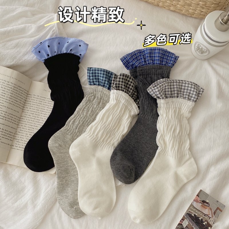 Tất cao cổ bèo vải nhún 1030