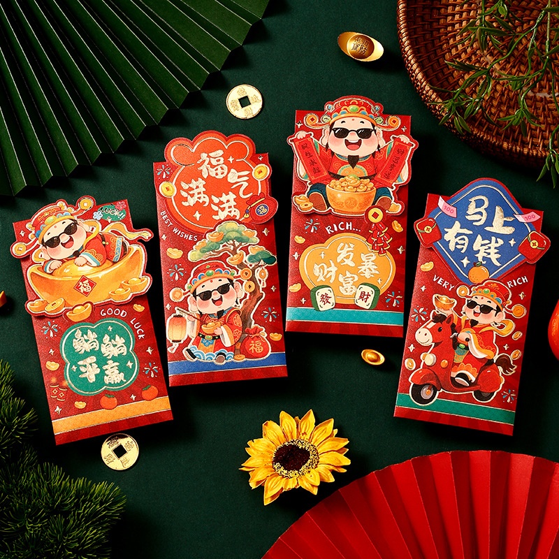 Set 4 bao lì xì 3d thần tài 1787