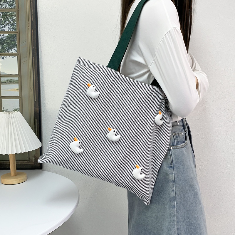 Túi tote vải sọc ghim vịt 998