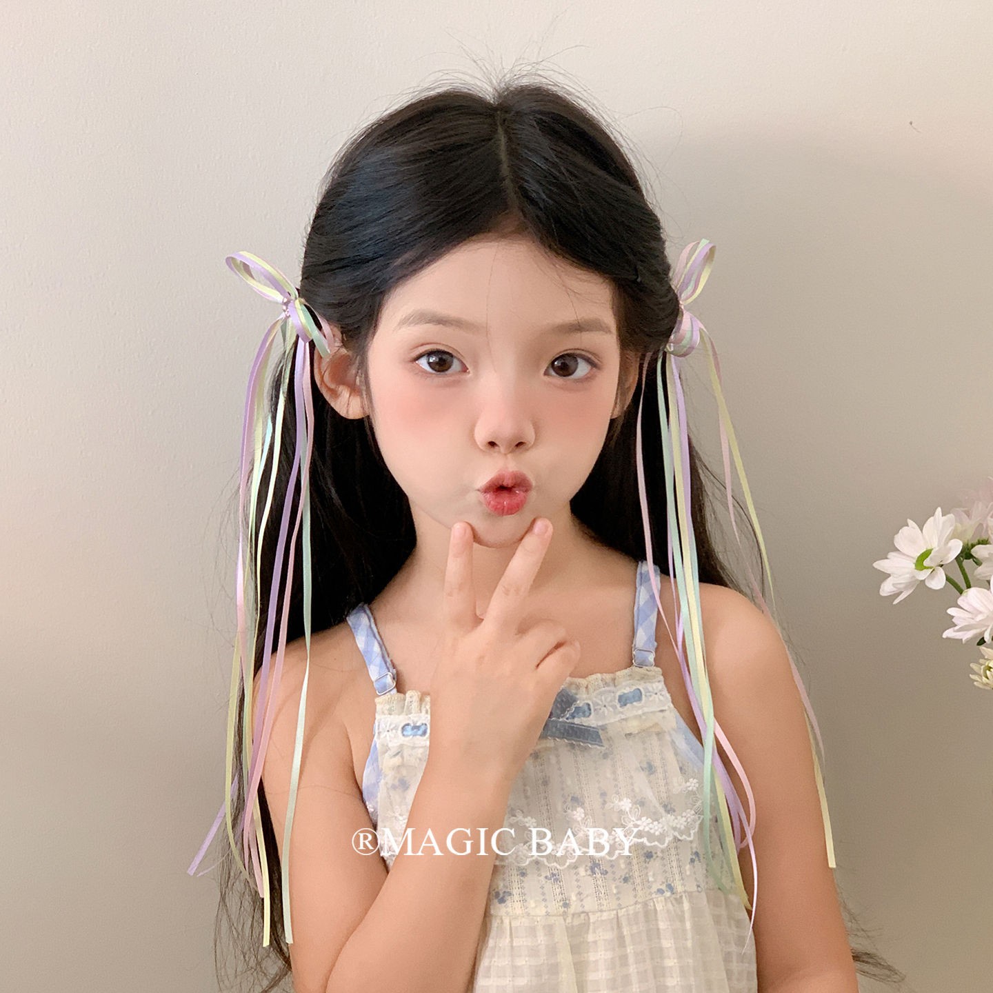 Set 2 kẹp nơ mảnh màu sắc 4789