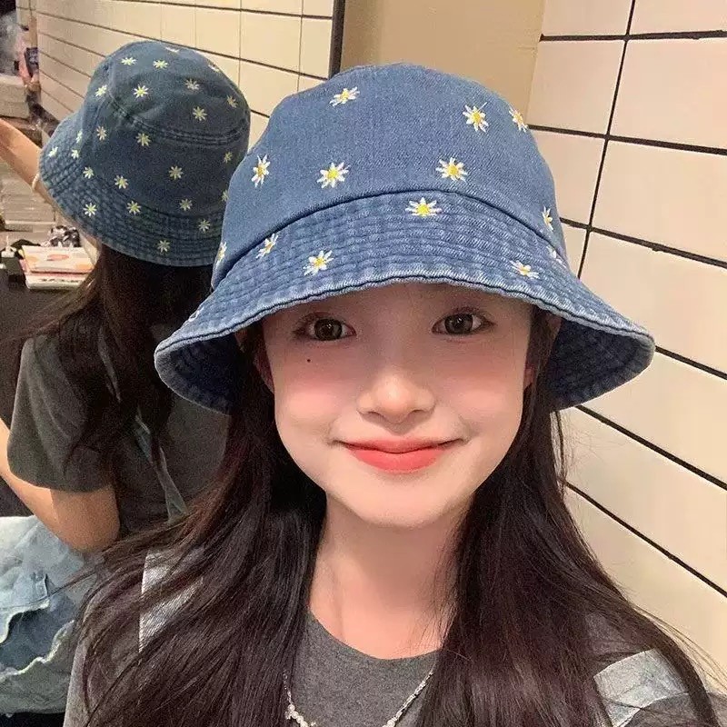 Mũ bucket jean hoa cúc 1009