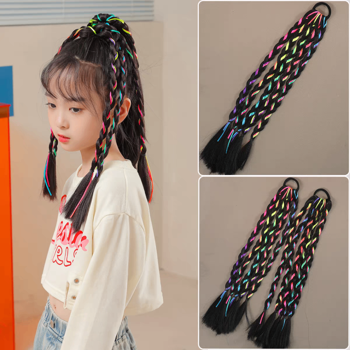 Set 2 cột tóc giả phối dây màu 611