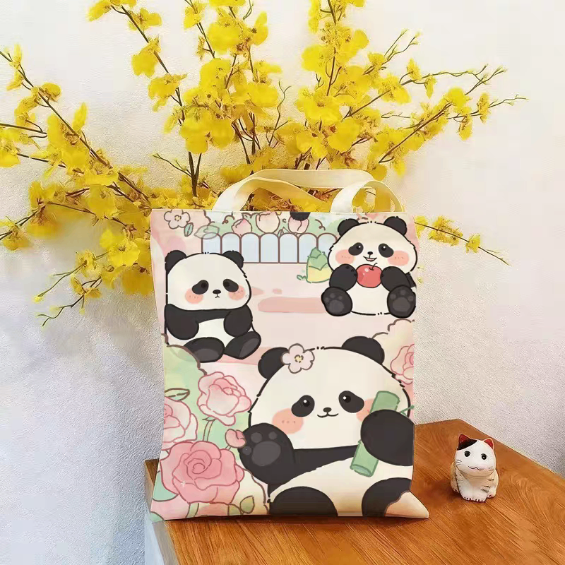 (Không khoá) Túi tote 3 con panda 1017
