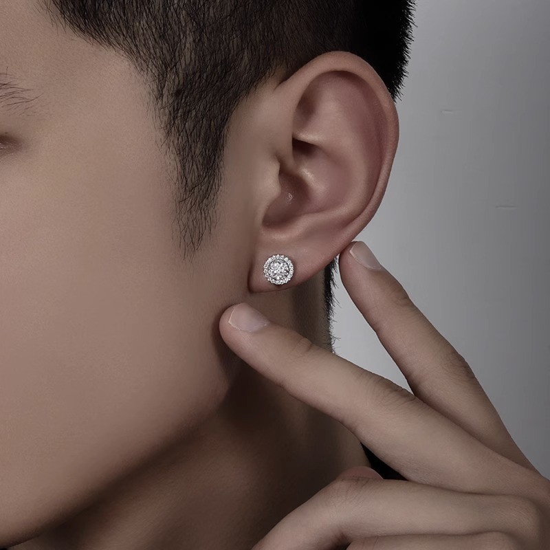 Bông tai đồng xi đá tròn 1545