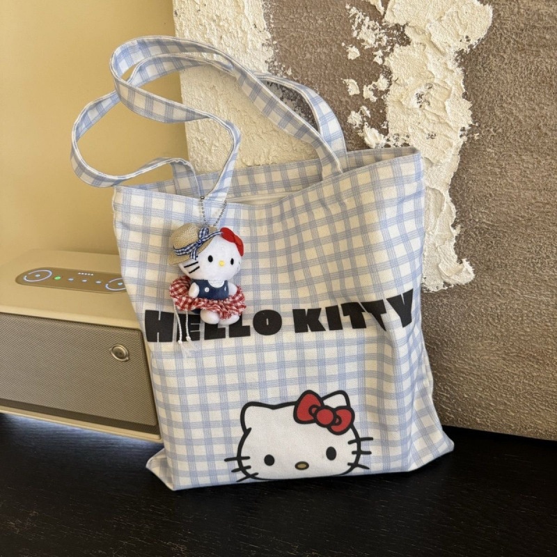 (Không khoá) Túi tote hello kitty caro xanh 1008
