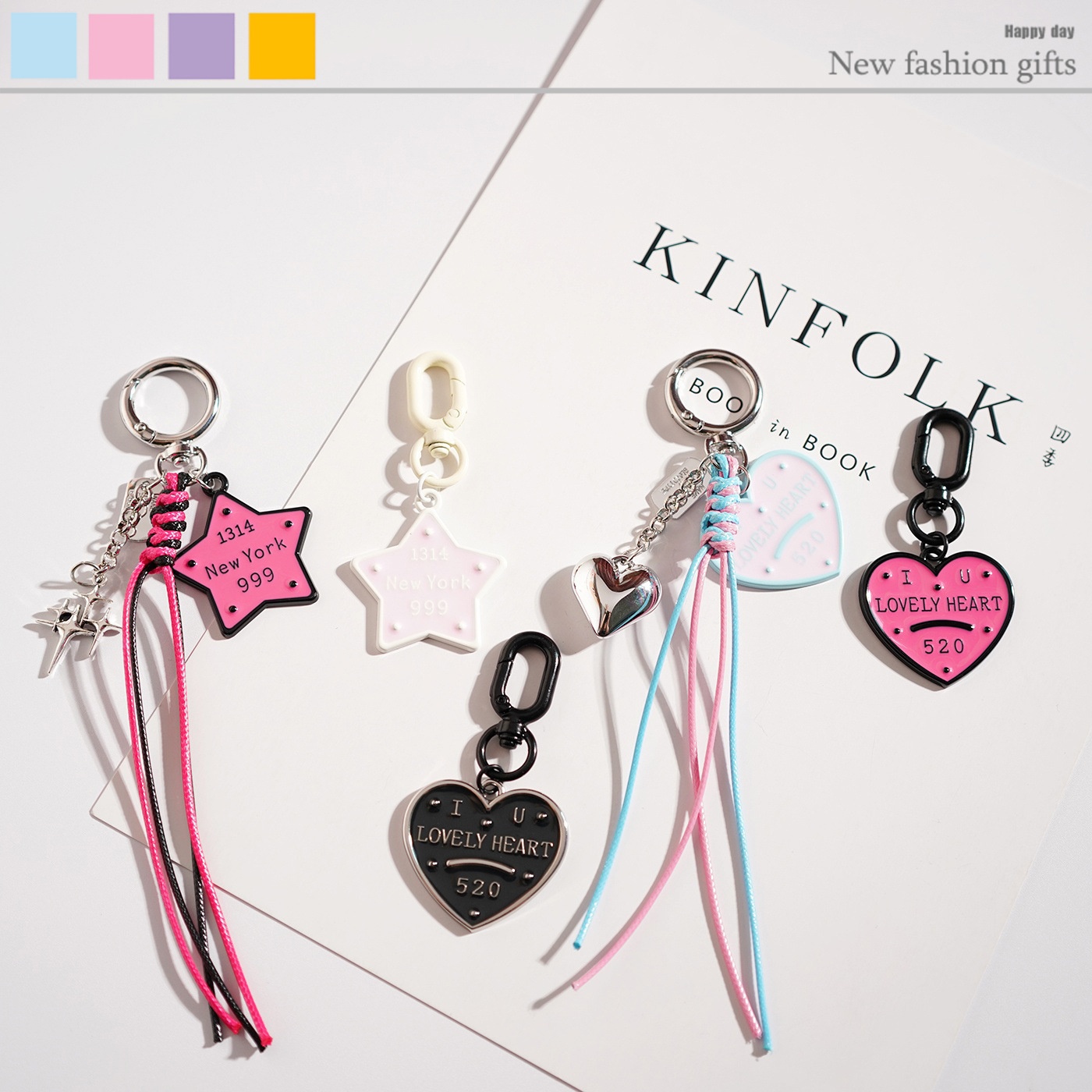 Móc khoá charm tim thắt dây 008