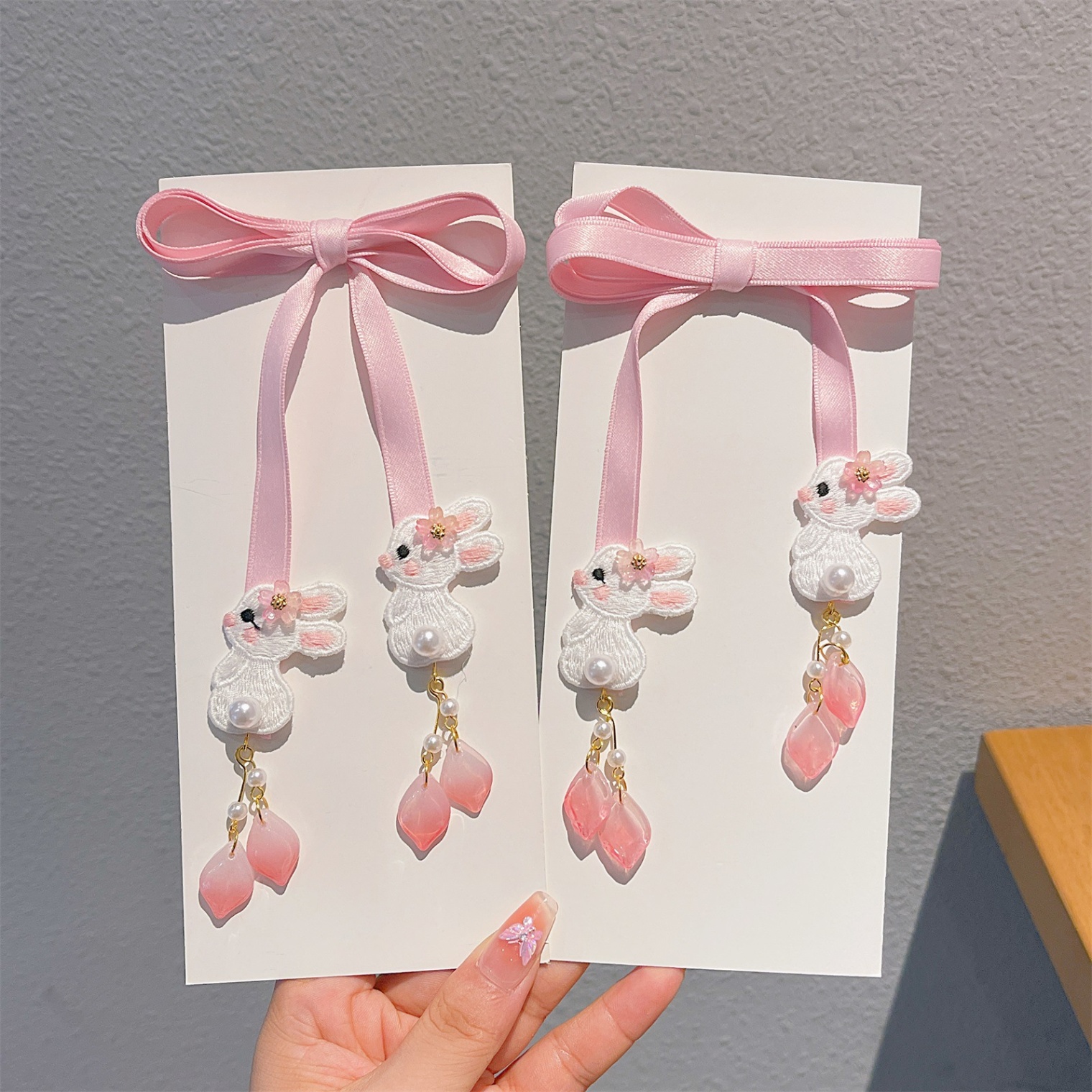 Set kẹp nơ dài thỏ hồng 1761