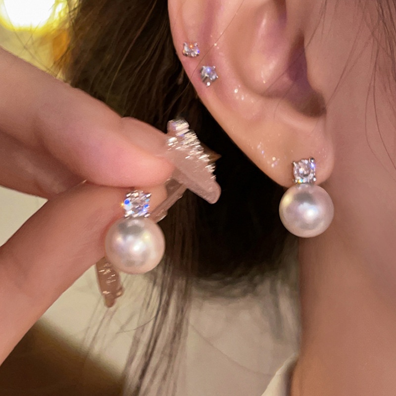 Bông tai hạt đá nhỏ cụm ngọc 1556