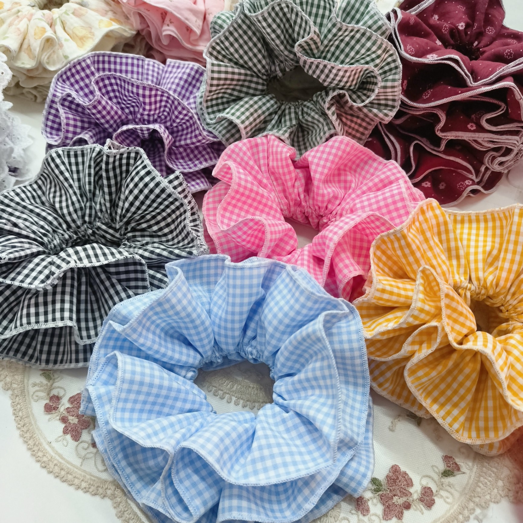 Cột scrunchies 4 lớp caro 4832
