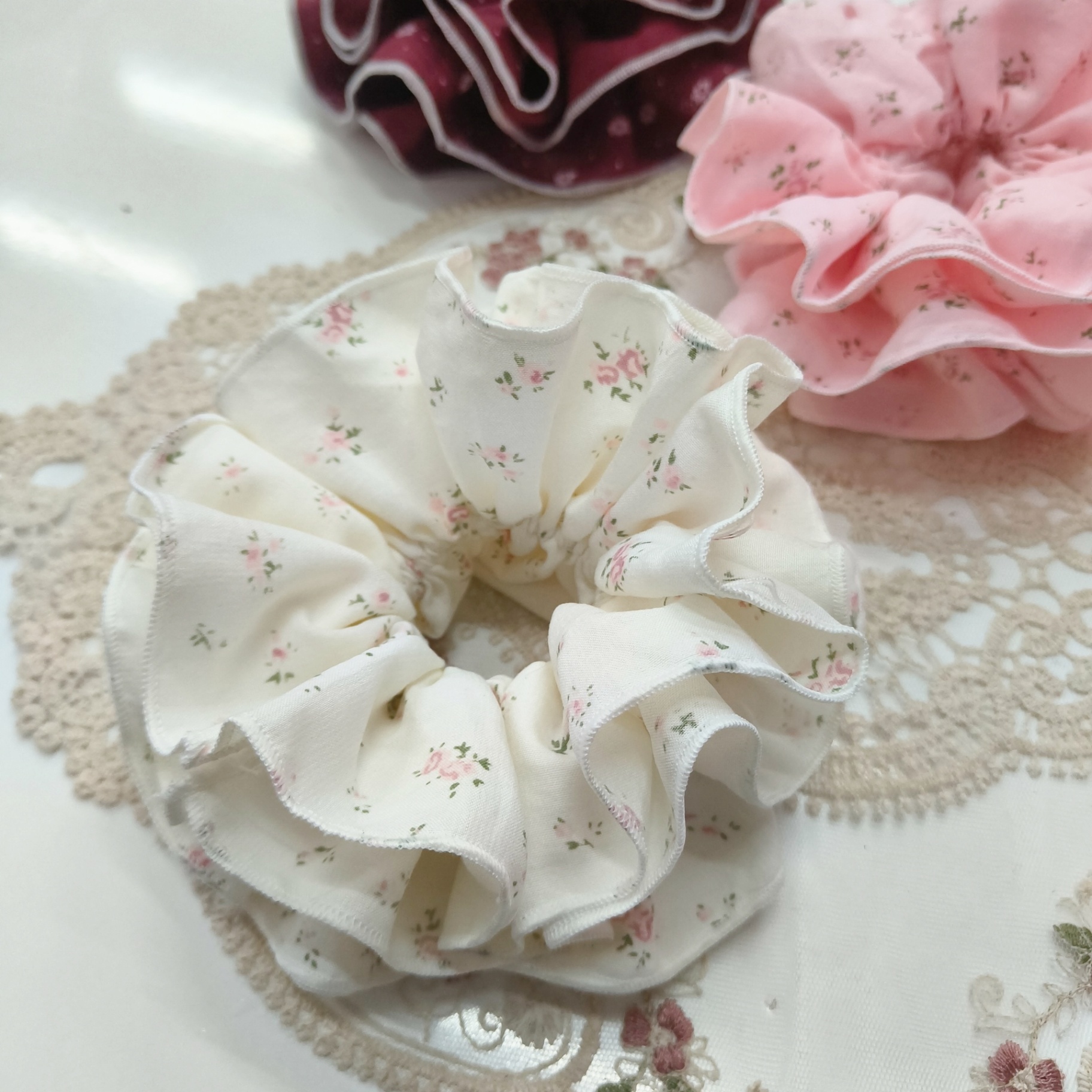 Cột scrunchies 4 lớp đũi hoa 4833