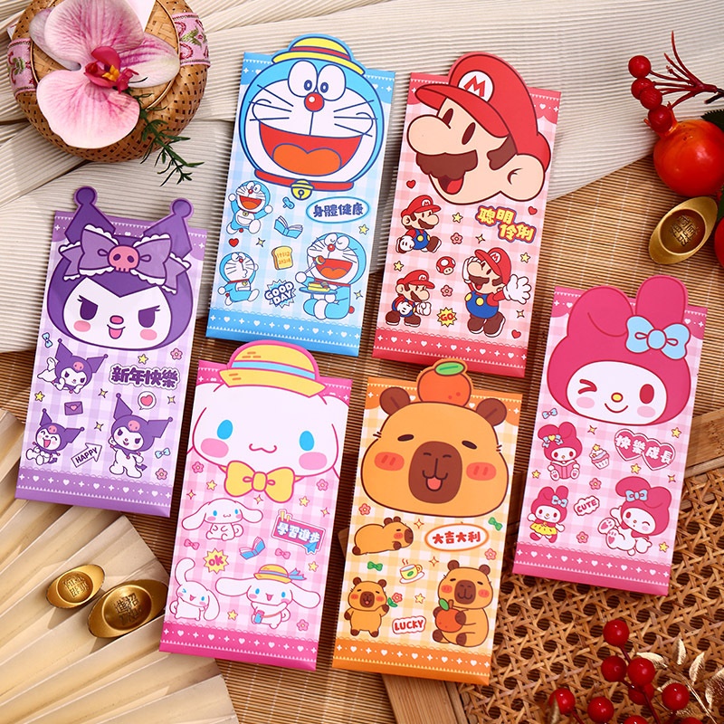 Set 6 bao lì xì 3d hoạt hình doremon 1908