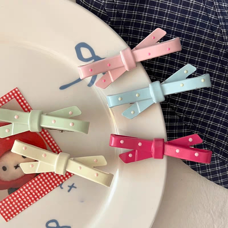 Set 2 kẹp mỏ vịt nơ chấm bi 1773