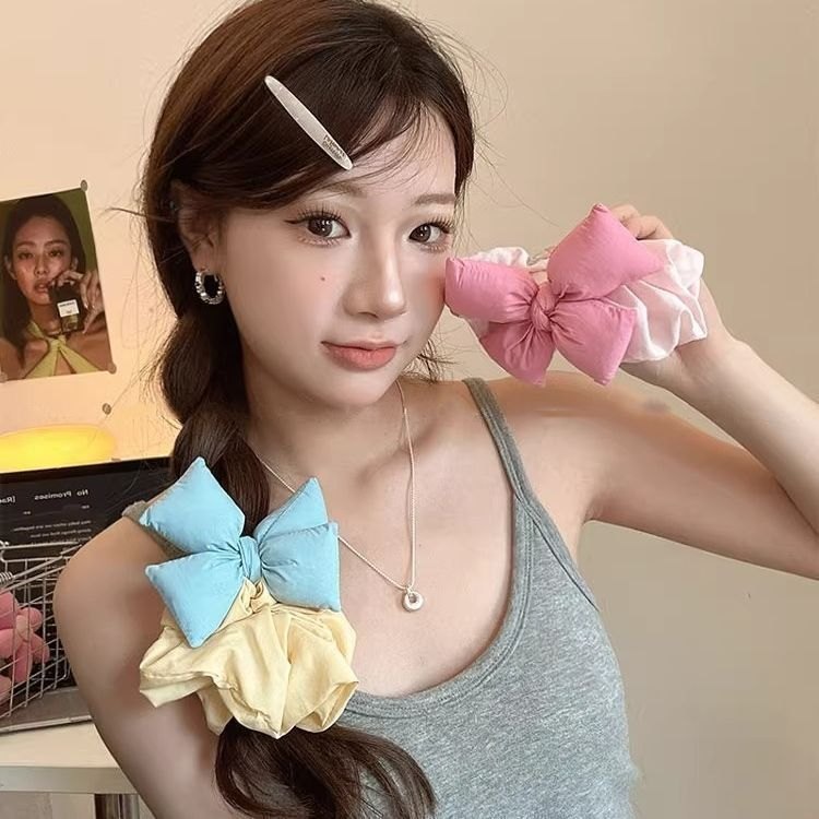 Cột scrunchies nơ bông phồng 4889