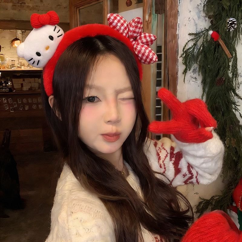 Cài bông hello kitty nơ caro 1416