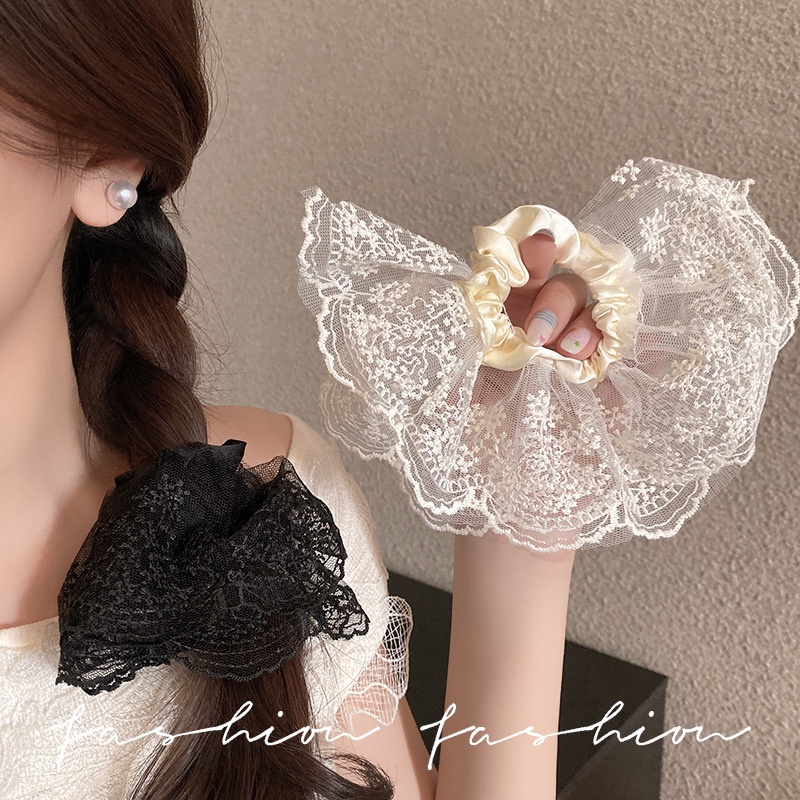 Cột scrunchies nhỏ vải ren bung 4888