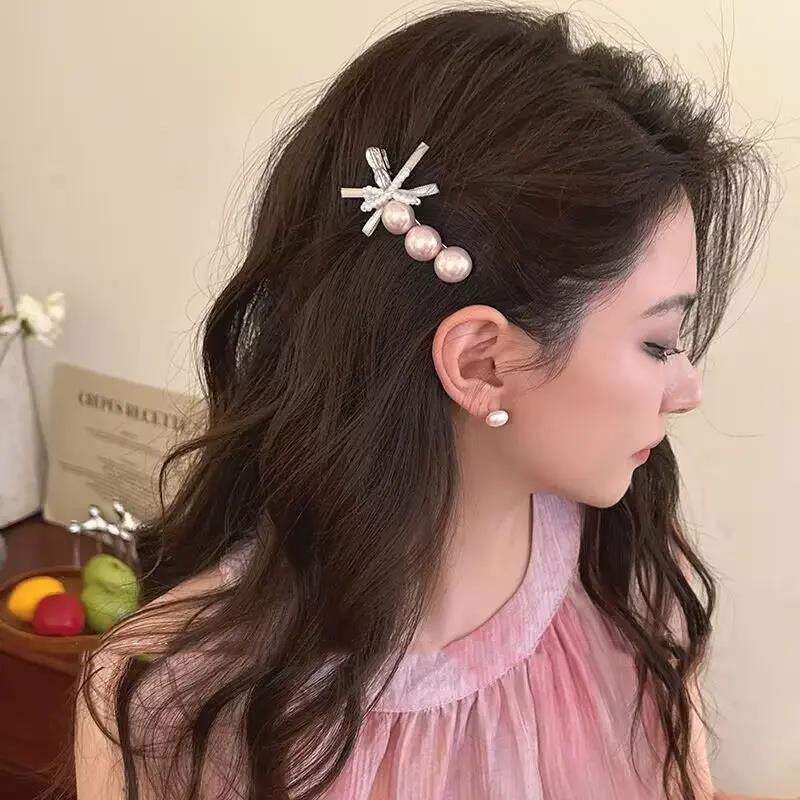 Kẹp mỏ vịt cong ngọc đá nơ 4943