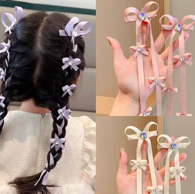 Set 2 kẹp nơ đính đá dây dài 1801