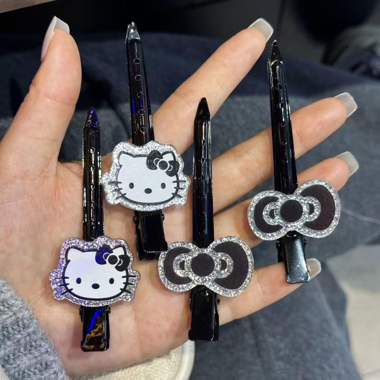 Kẹp lưỡi vịt hello kitty đen 4965