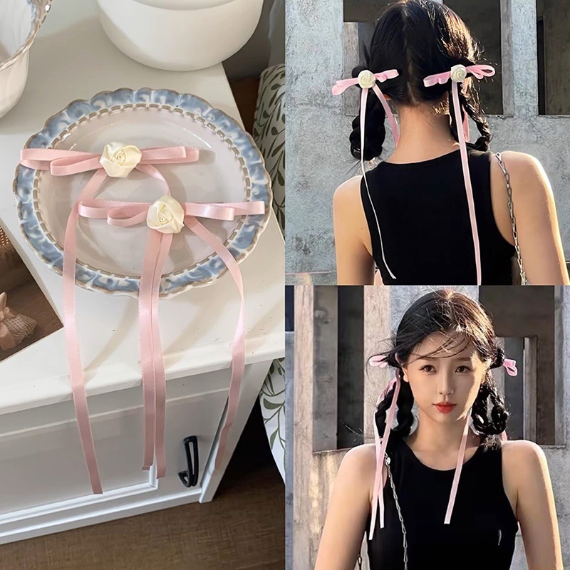 Kẹp nơ hoa hồng dài 4964
