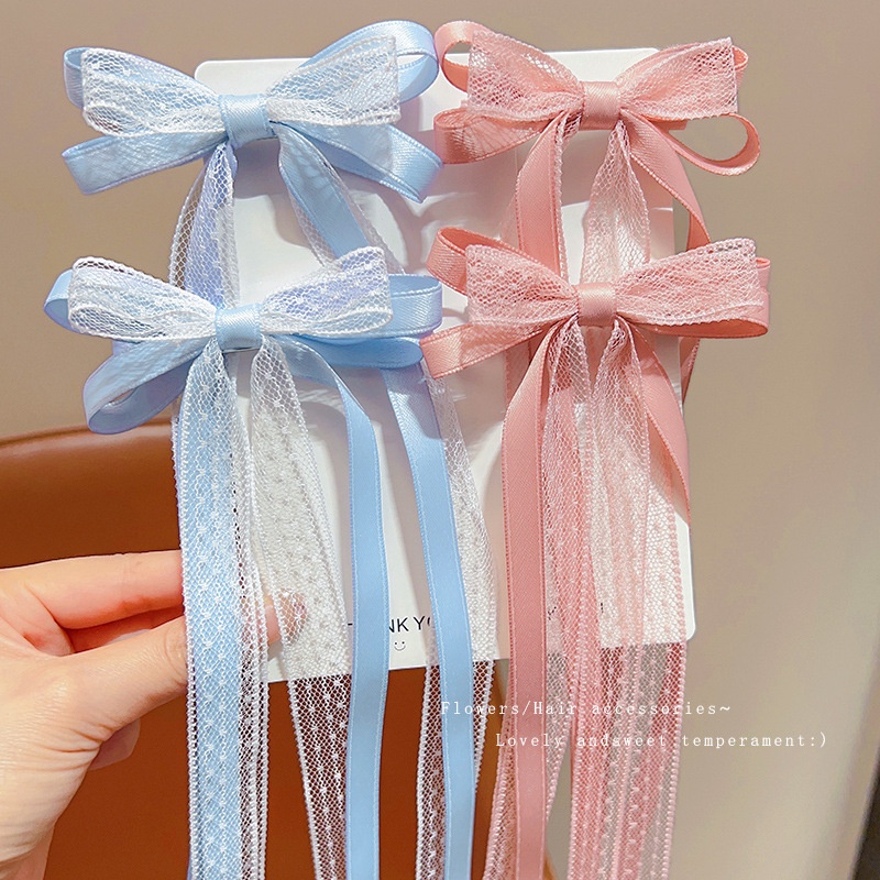 Set 2 kẹp nơ phối ren dây dài 4963