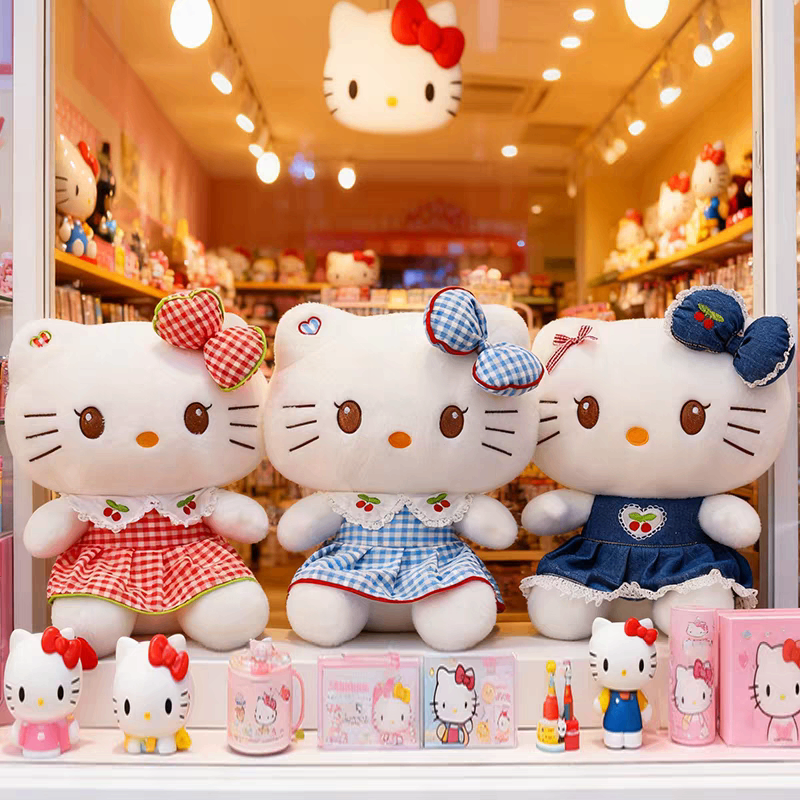Gấu bông hello kitty mặc váy caro 45cm 1053