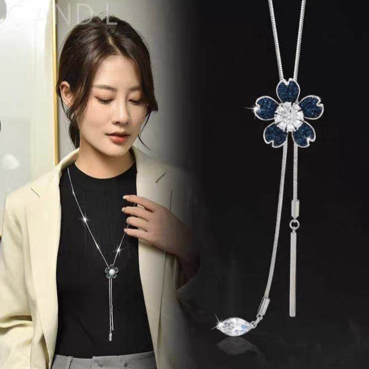 Vòng cổ tn dài đá hoa xanh 237