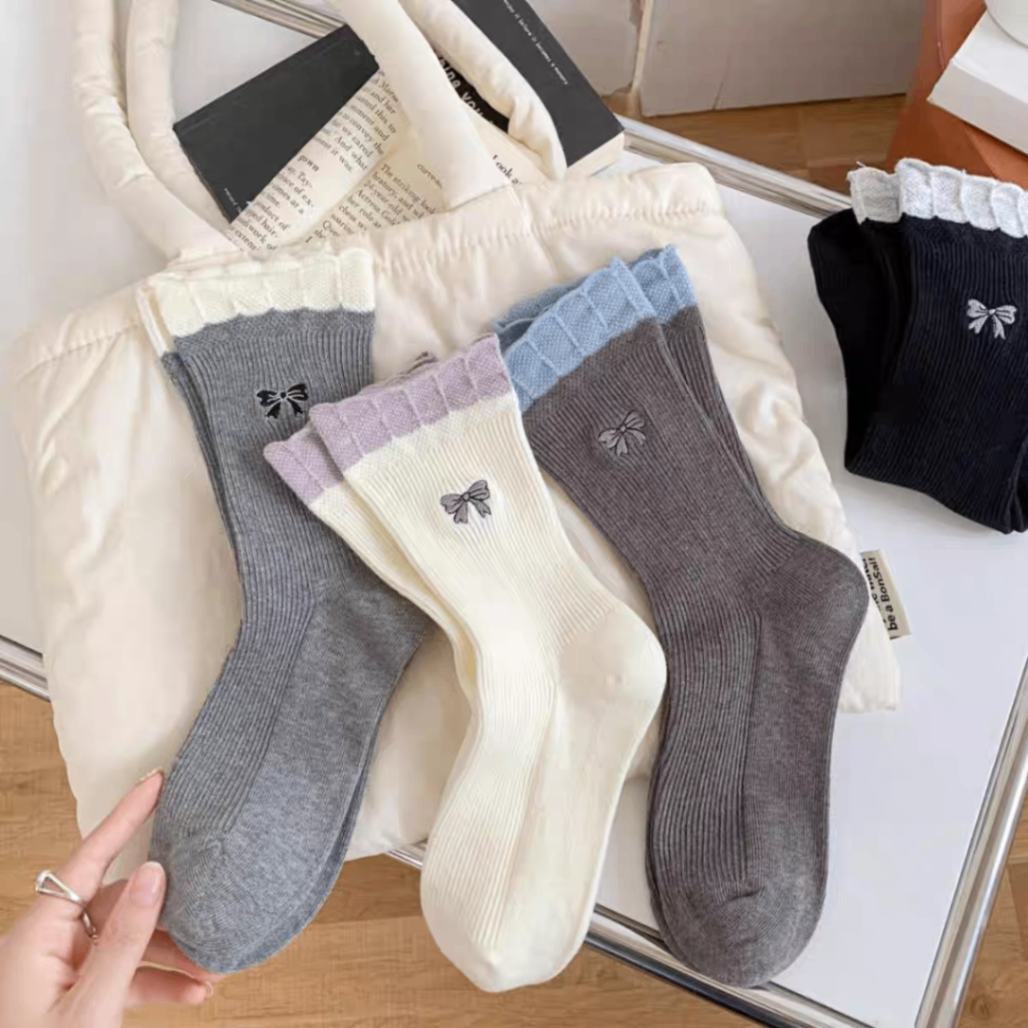 Tất cao cổ nơ cổ bèo 040