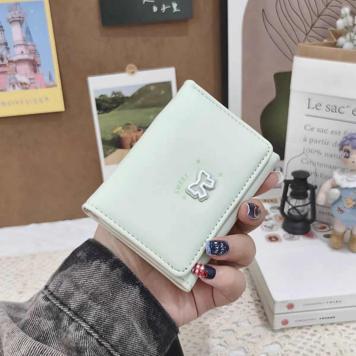 Ví gấp 3 charm nơ 327