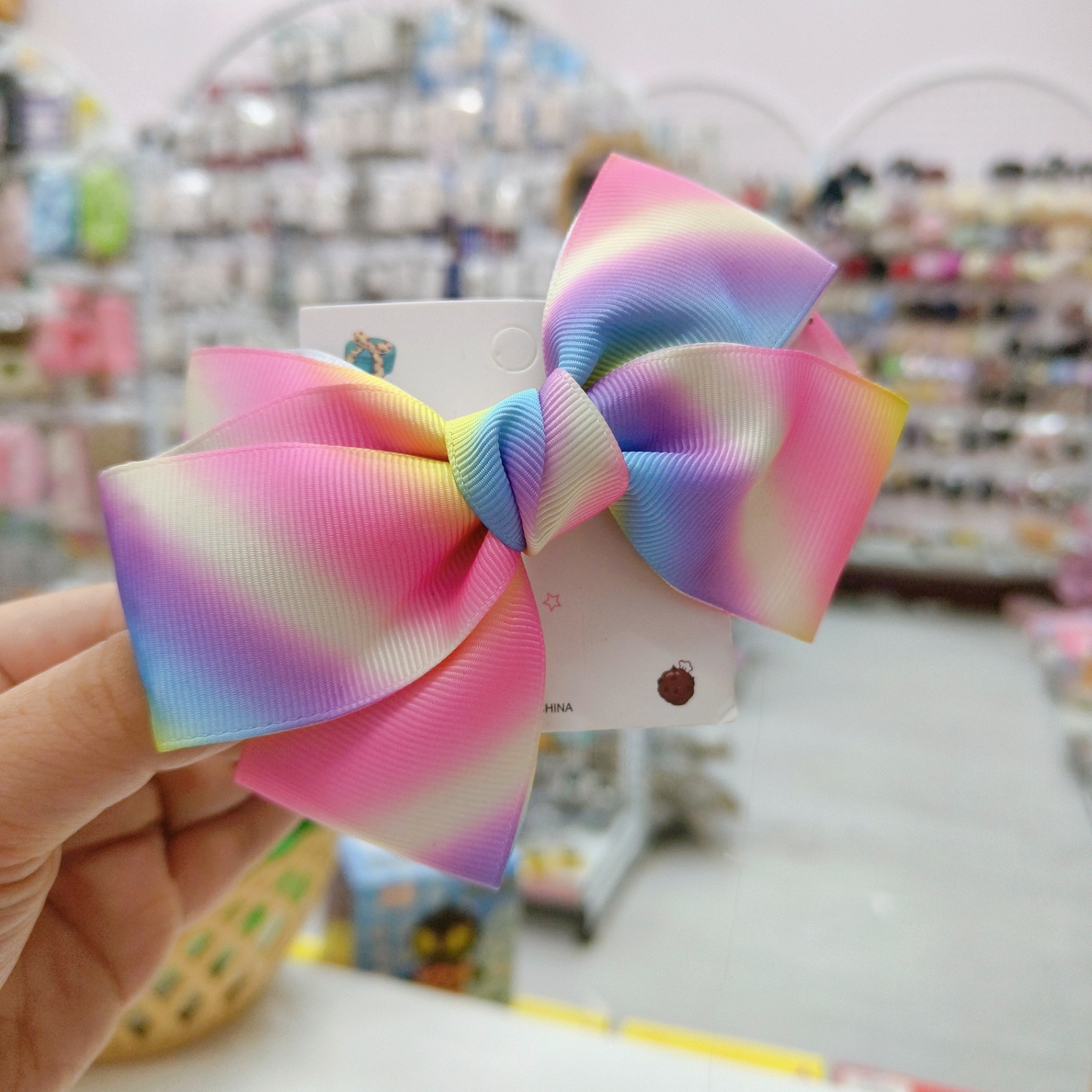 Kẹp nơ rainbow pastel 5034