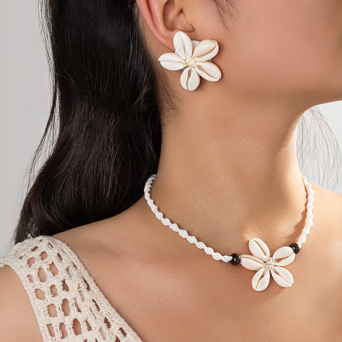 Set vòng cổ bông tai hoa vỏ sò 250