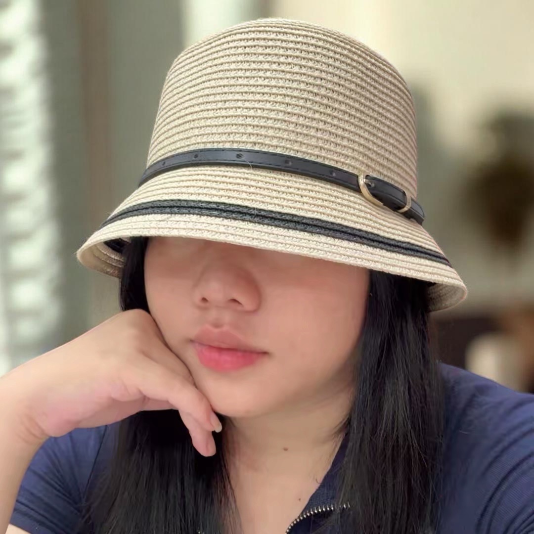 Mũ cói cụp dây da 1435