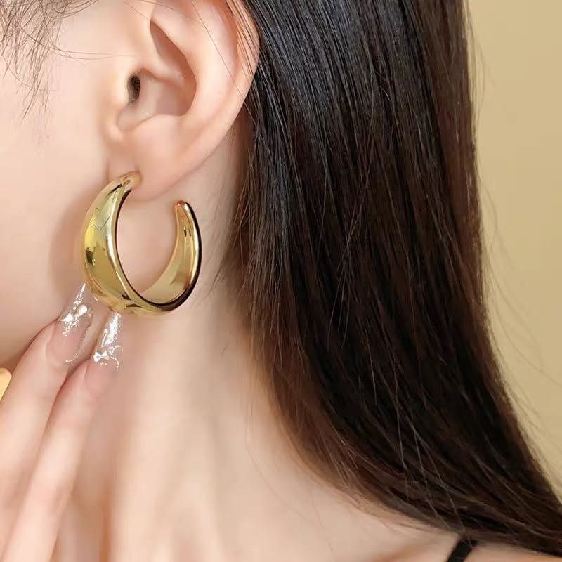 Bông tai giả khoen bầu tròn lớn 2064