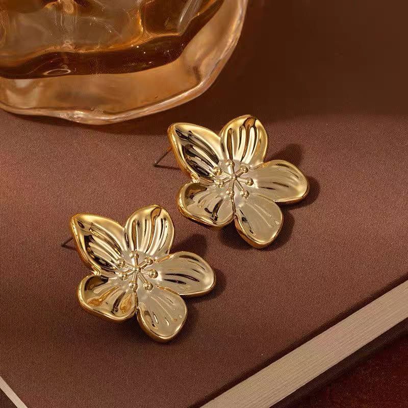Bông tai giả metal hoa lớn 2071