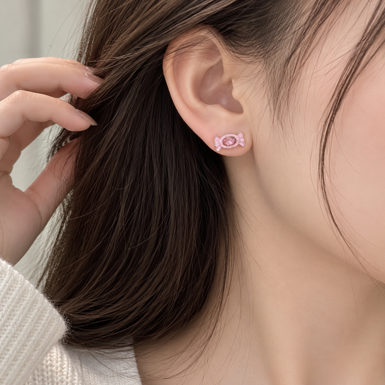 Bông tai kẹo mút hồng 2041