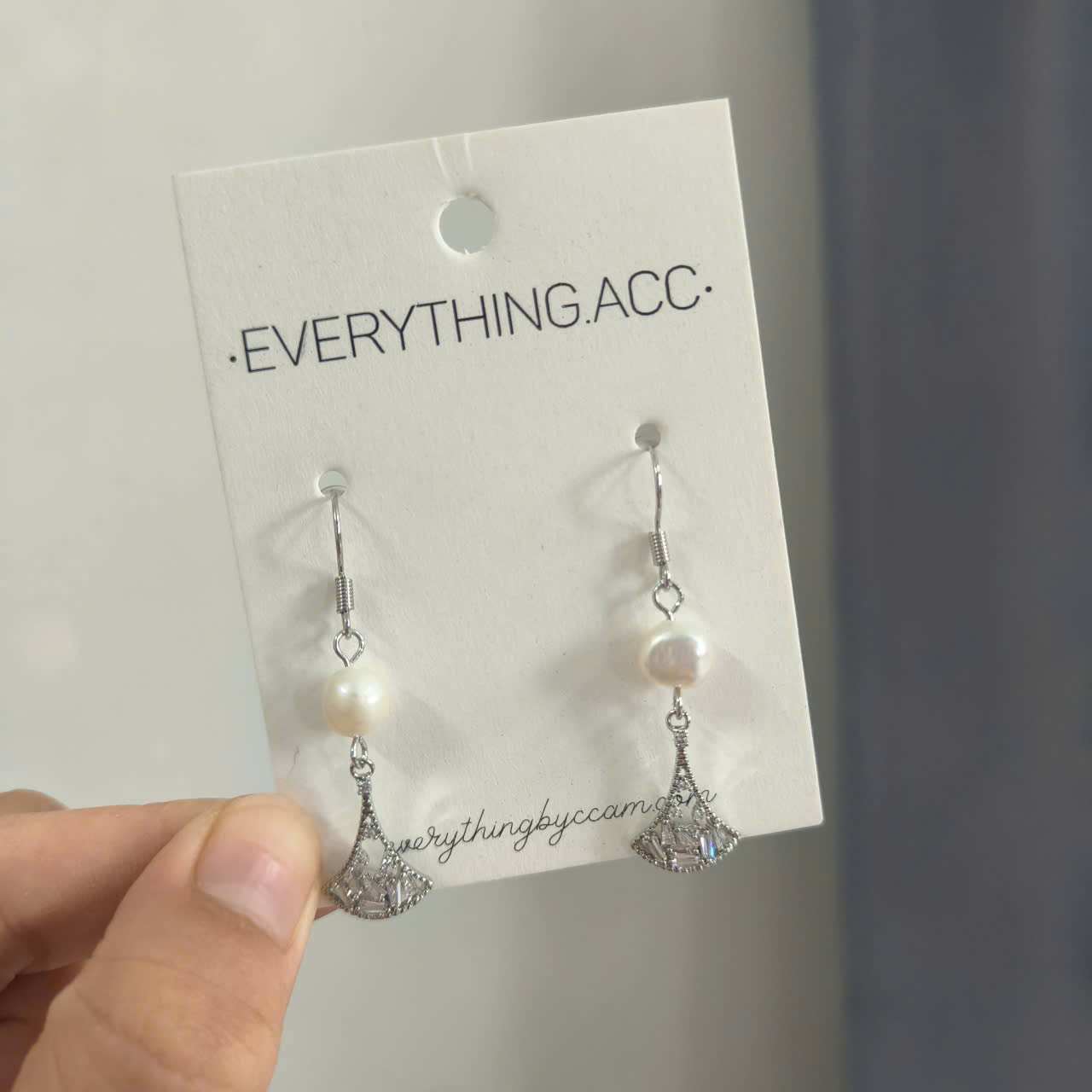 Bông tai móc ngọc thả quạt 1413