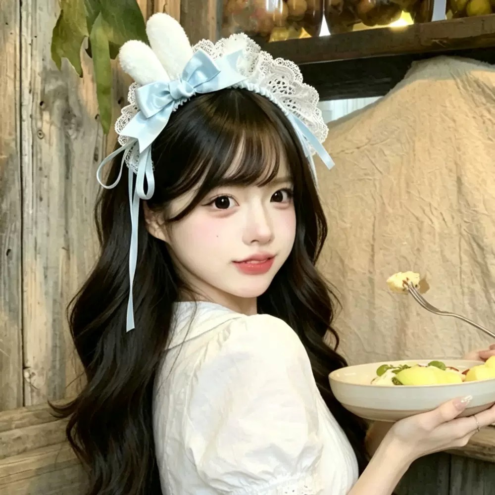 Cài thỏ nơ chấm bi ruy băng lolita 1689