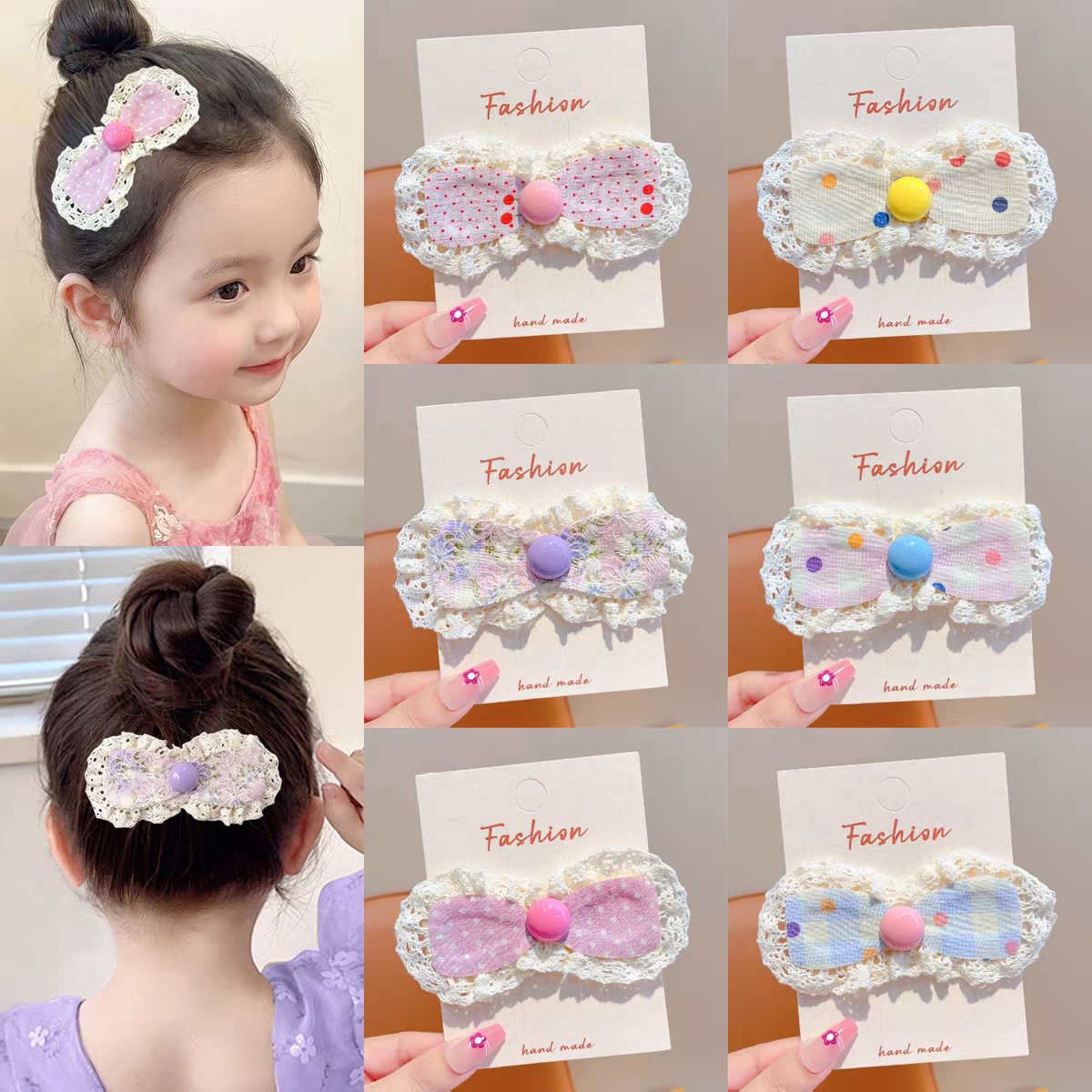 Dán mái nơ ren hạt 5079