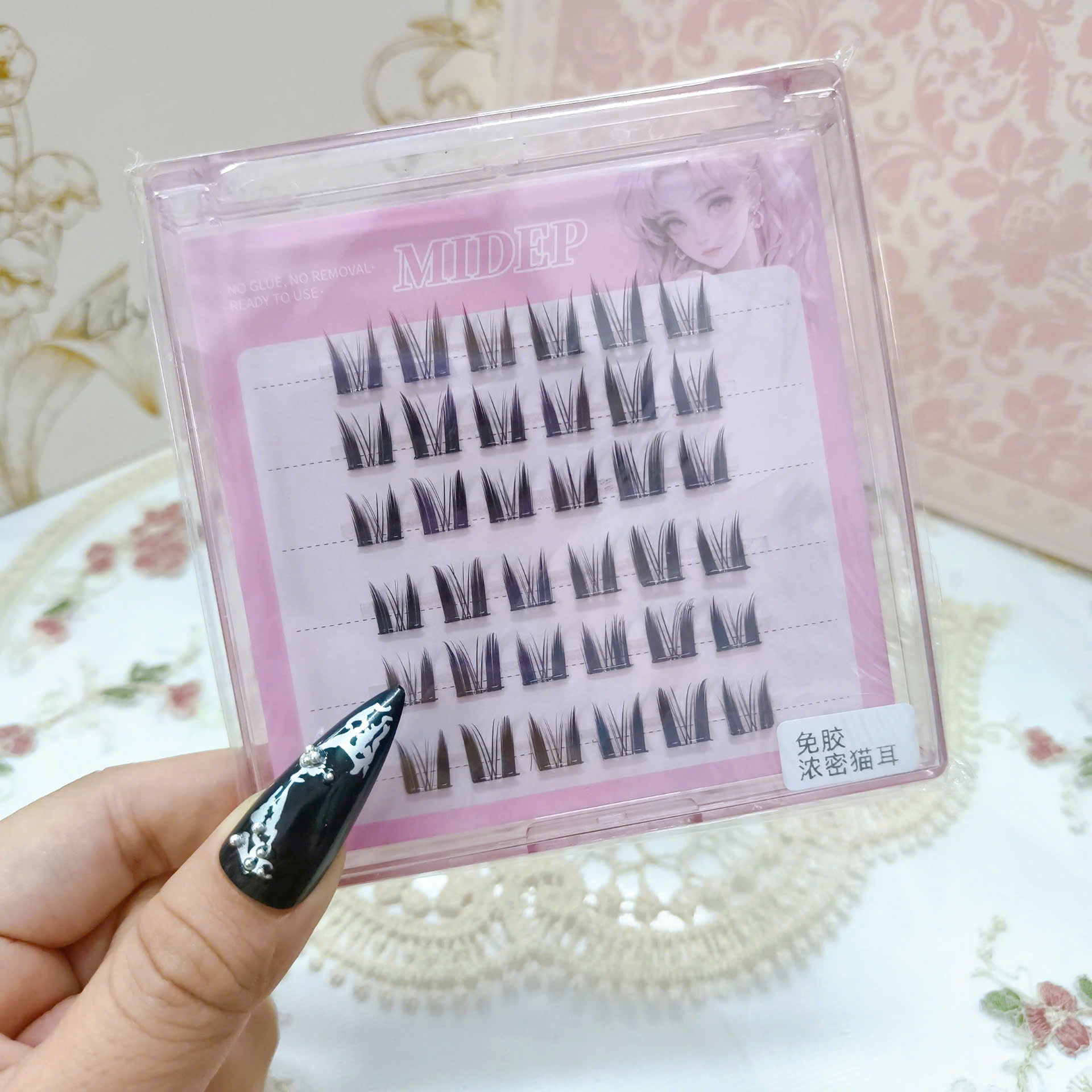 Keo sẵn- Set 6 cặp mi cụm tai mèo dày 1719