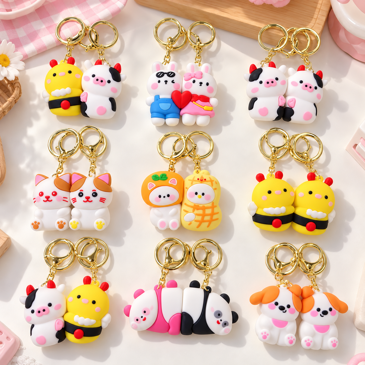 Móc khoá đôi nam châm thú cute 1047