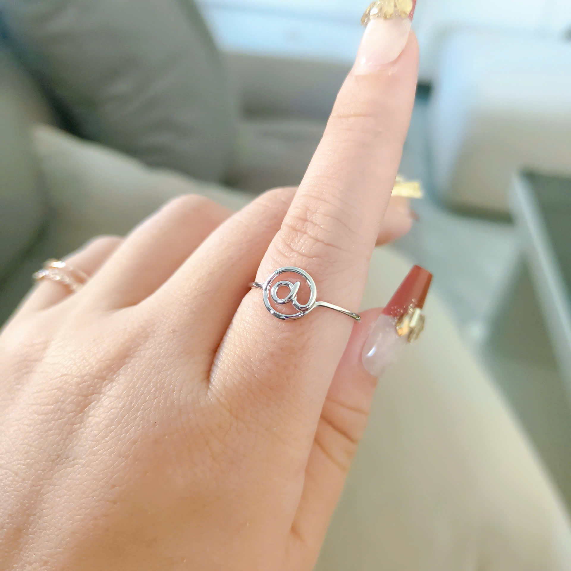 Nhẫn xi mạ tốt chữ @ 351