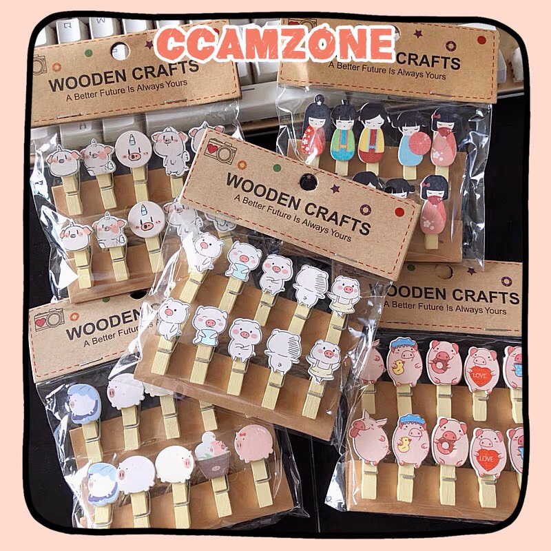 Set 10 kẹp ảnh kèm dây cói 68