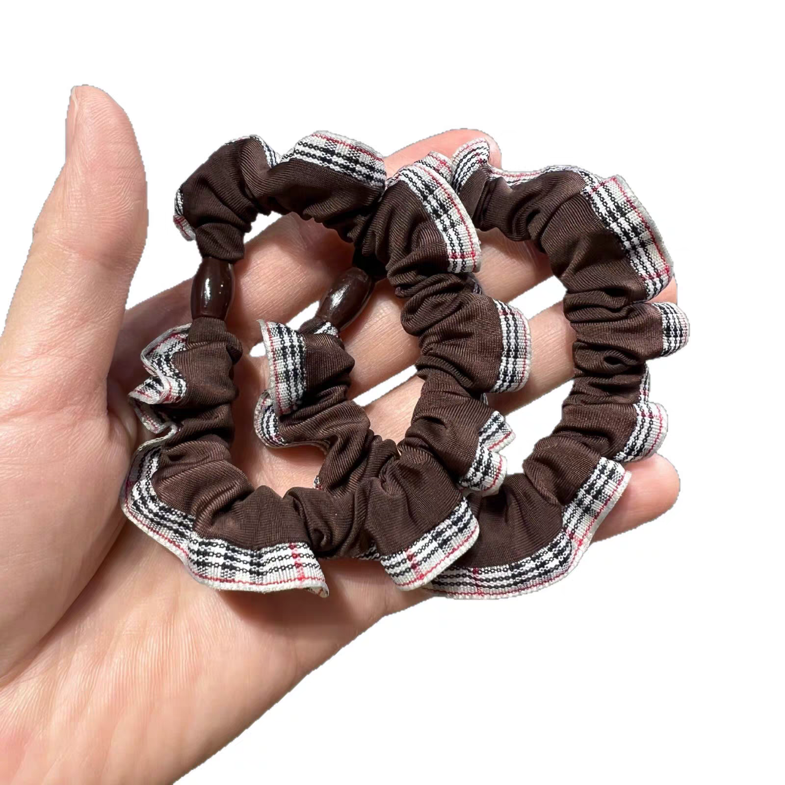 Set 2 cột scrunchies nhỏ bèo kẻ bbr 5077