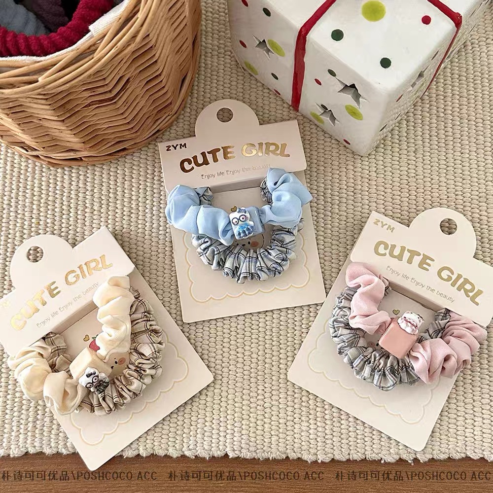Set 2 cột scrunchies nhỏ charm vuông 5170