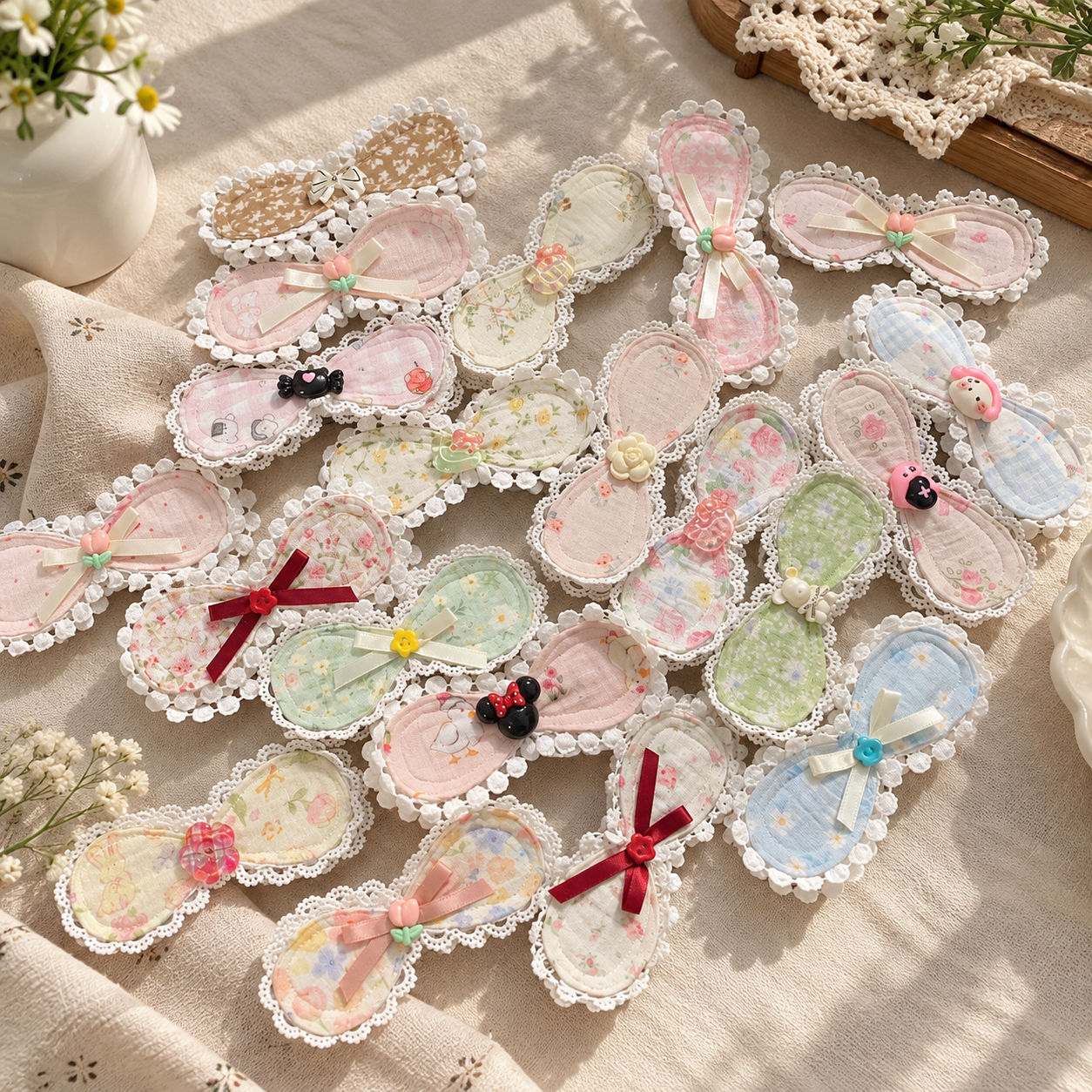 Set 2 dán mái nơ ren charm 5172