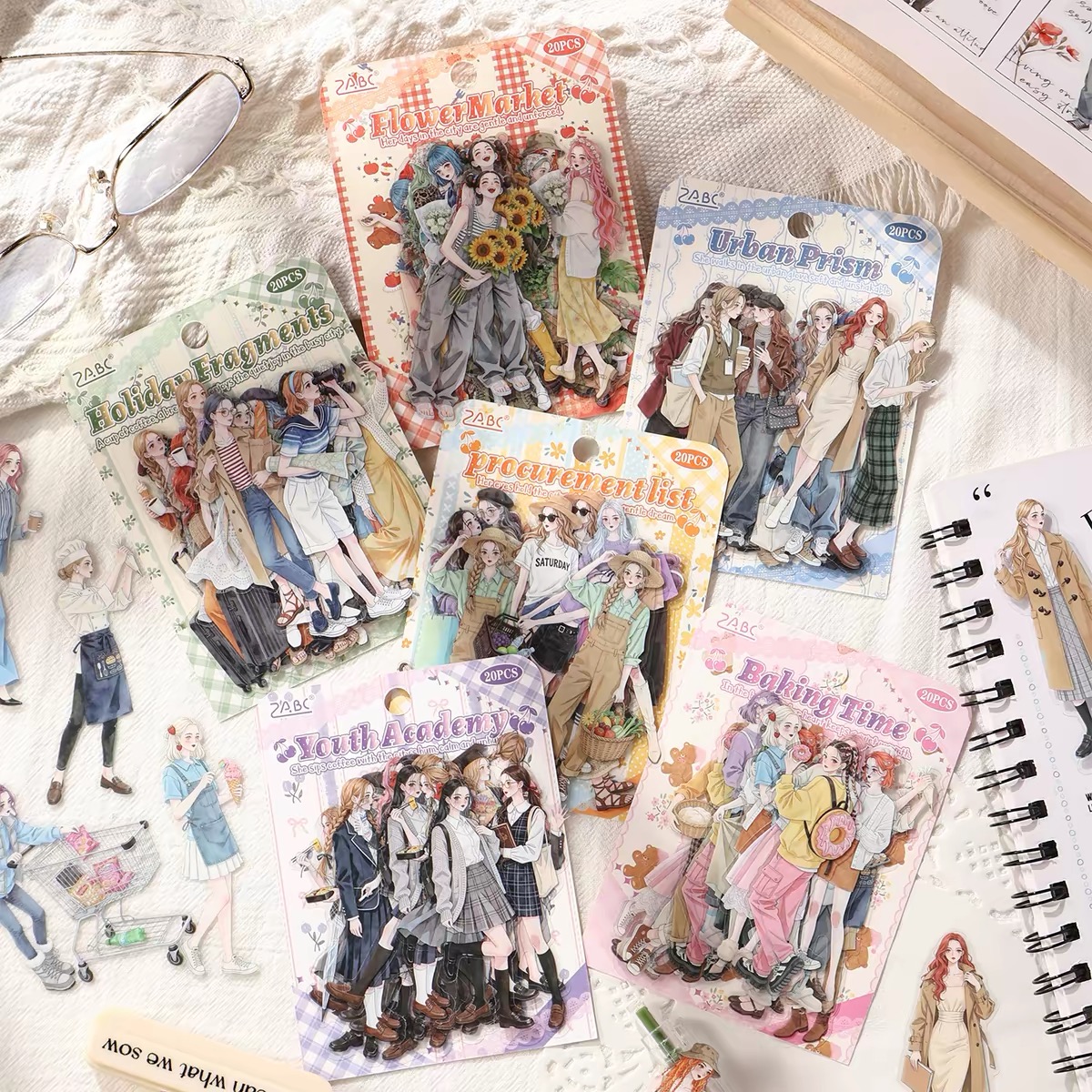 Set 20 sticker thiếu nữ zabc 982